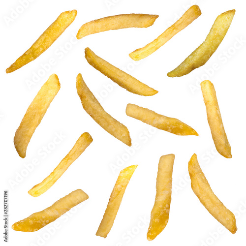 French fries (french-fried potatoes) isolated on white background