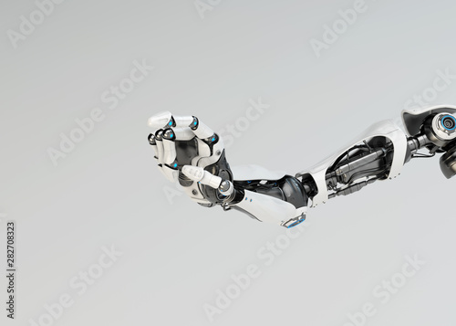 Sci-fi robotic arm pointing with index finger, 3d rendering