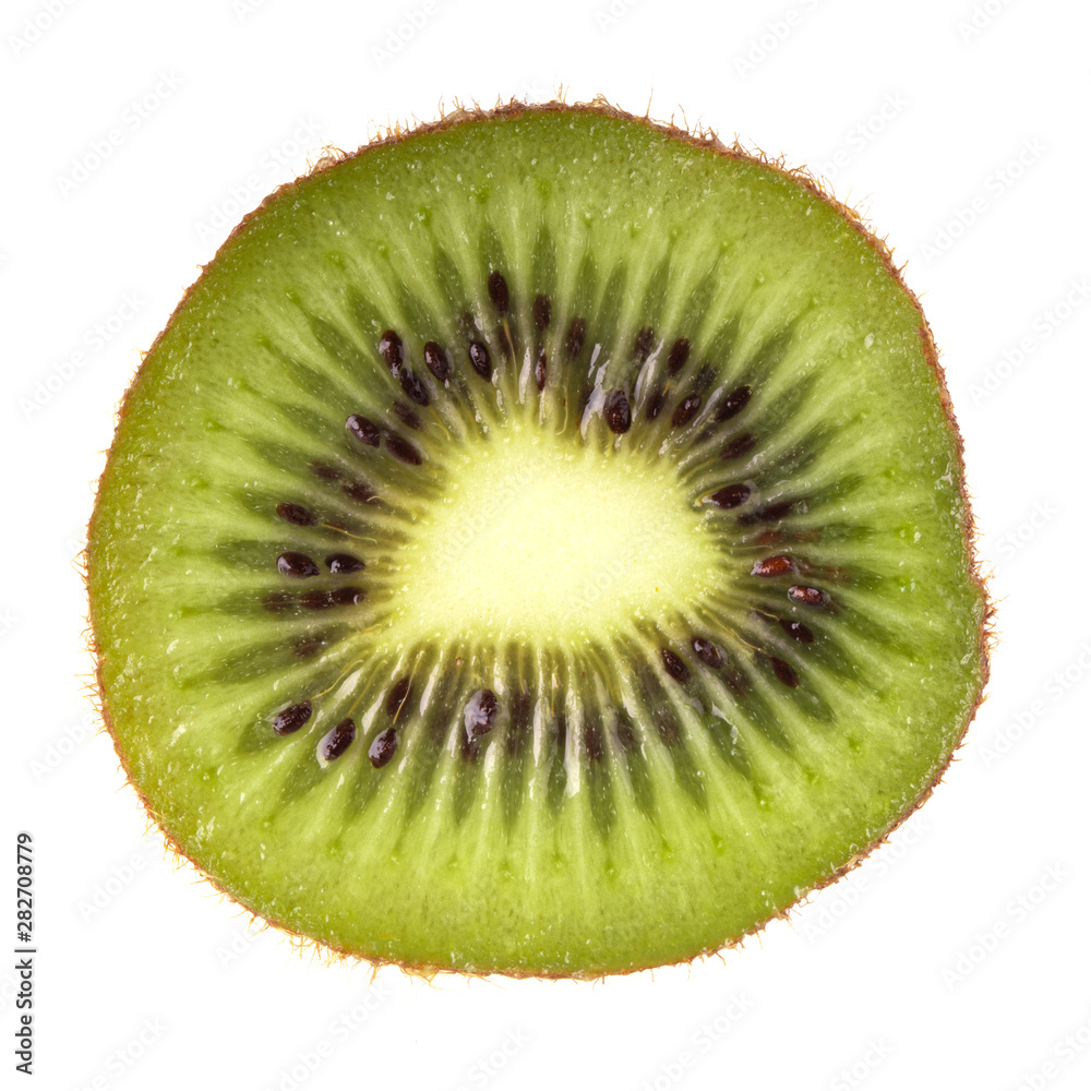 round kiwi slice isolated on white. top view round kiwi slice isolated on white. top view