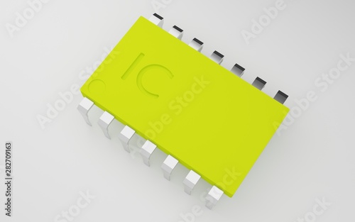 3D rendering IC Chip circuit - Hardware concept electronic device