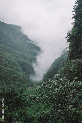 Mountain ridges in clouds, Mingyue Mountain, China