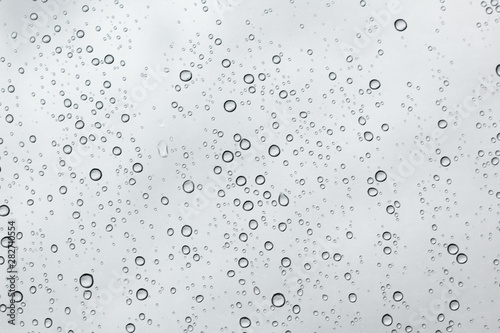 Water drops on car glass.rain drops on clear window