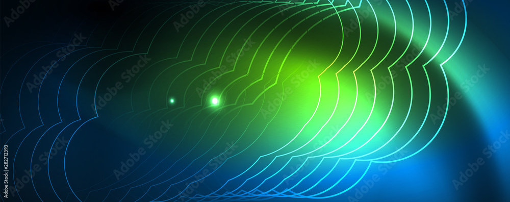 Neon glowing techno lines, hi-tech futuristic abstract background template, vector Neon glowing techno lines, hi-tech futuristic abstract background template, vector