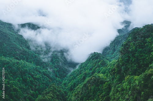 Mountain ridges in clouds, Mingyue Mountain, China