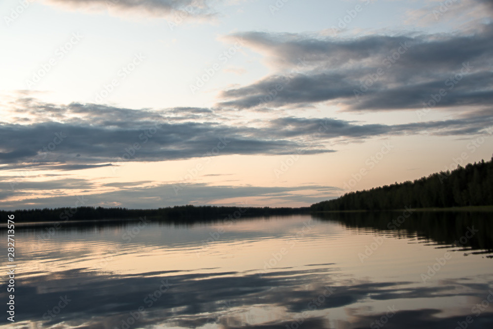 Summer evening lake in Finland.