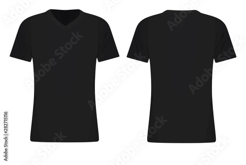 Black v-neck t shirt template. vector illustration