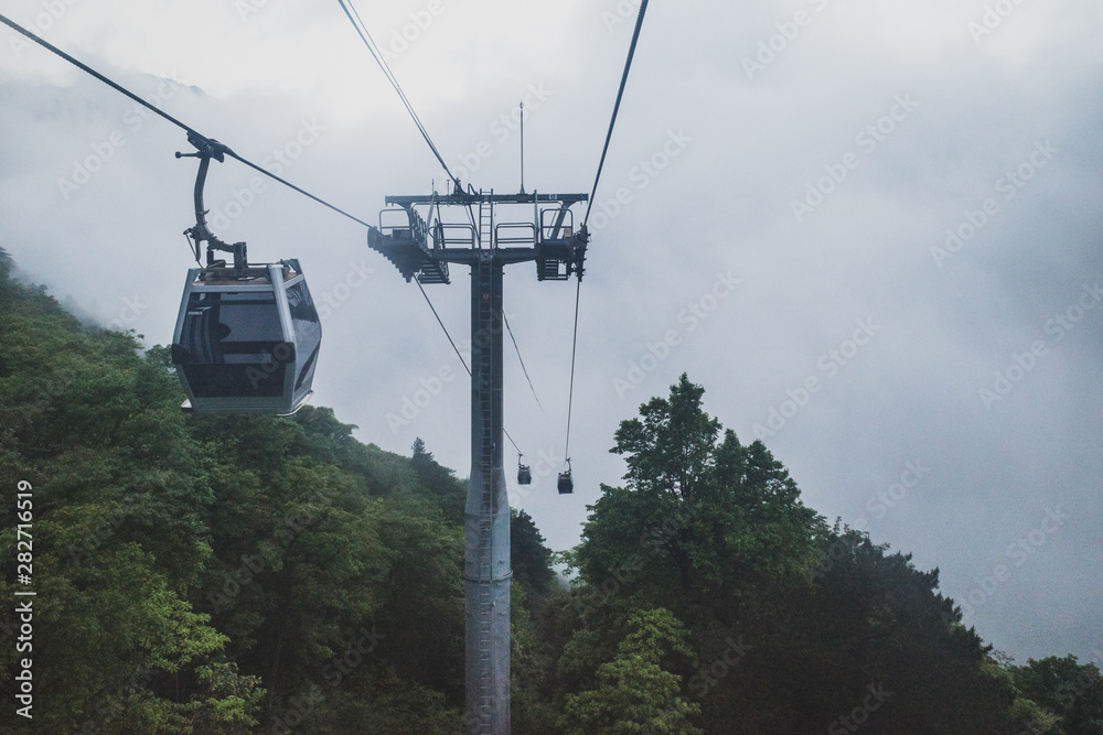 Cable cars on Mingyue Mountain, Jiangxi, China