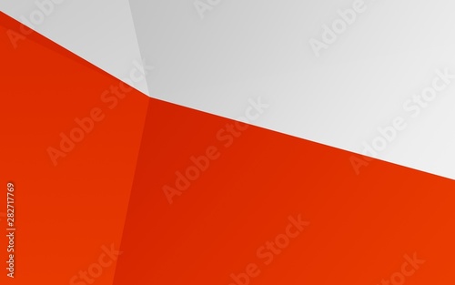 Abstract red and white surface polygonal wall  low-poly background  3d rendering