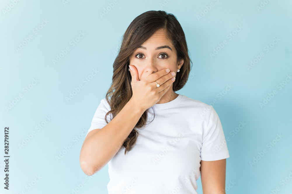 Surprised Woman Over Colored Background Surprised Woman Over Colored Background