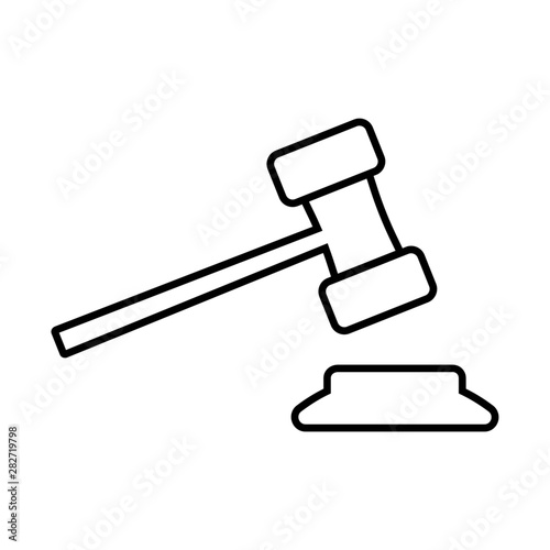 Gavel or ceremonial mallet line icon. Small hammer for court of law, auction, meeting or ceremony. Vector Illustration