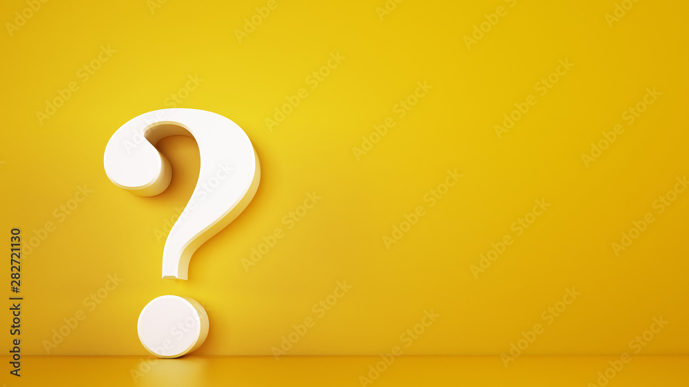 Big white question mark on a yellow background. 3D Rendering Big white question mark on a yellow background. 3D Rendering