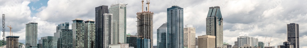 Panoramic view of Montreal downtown from Griffintown