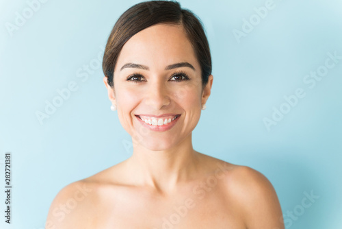 Beautiful Shirtless Female Over Isolated Background