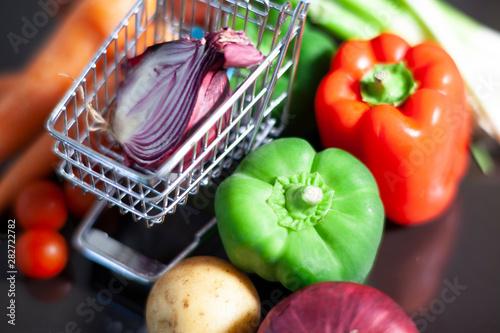 Big vegan shopping for huge vegetables photo