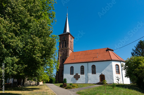 white church of Hunspach, France photo