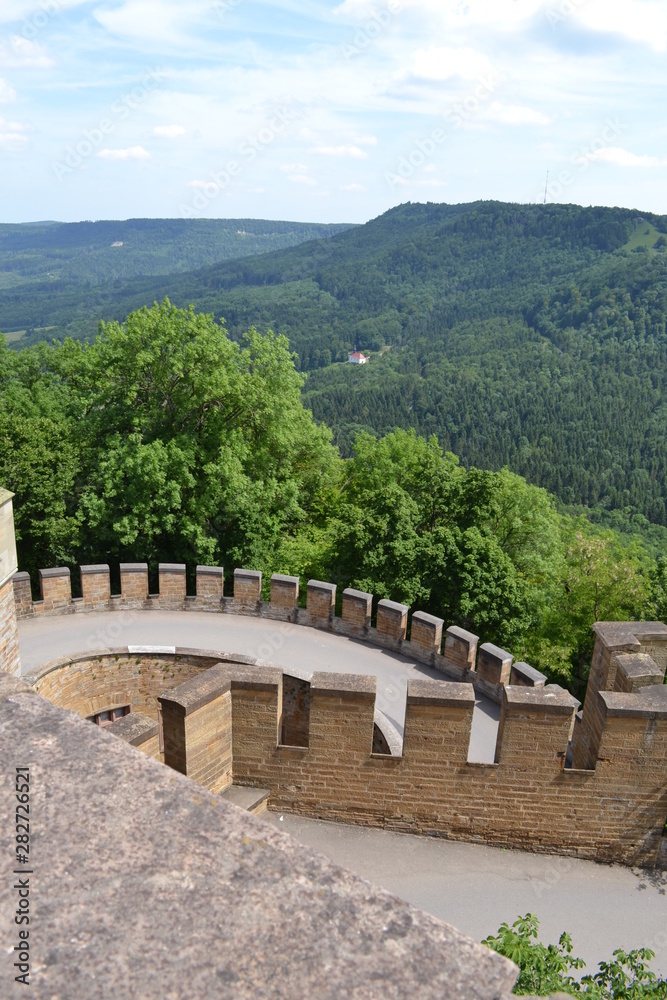 Top view of the road to the fortress and beautiful landscape.