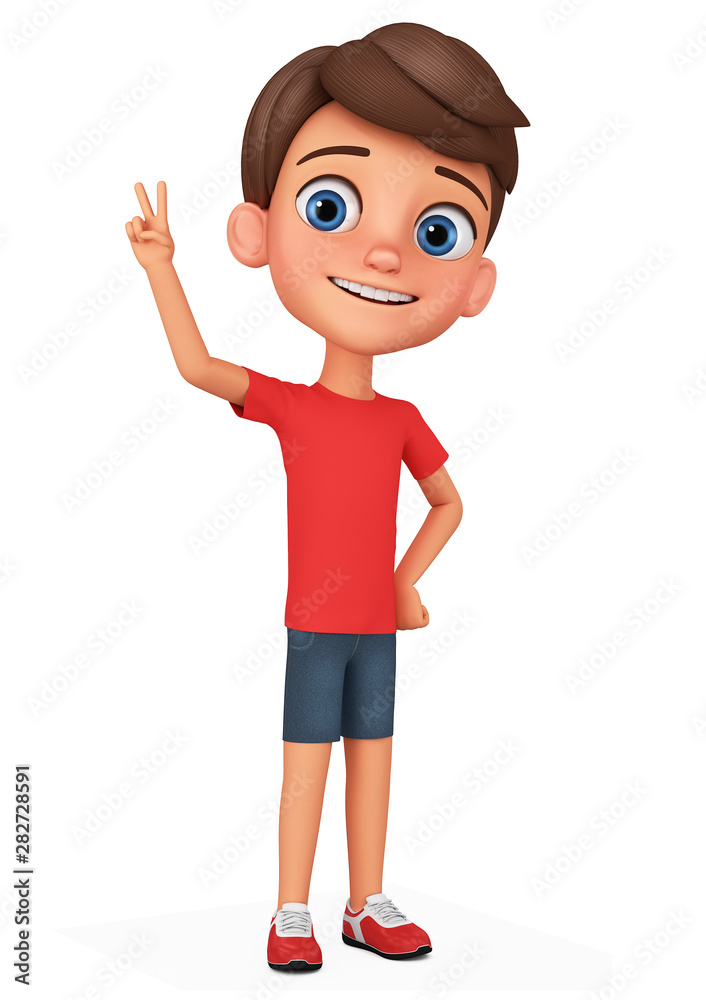 Cartoon character boy showing the peace of the world. 3d rendering illustration. Cartoon character boy showing the peace of the world. 3d rendering illustration.