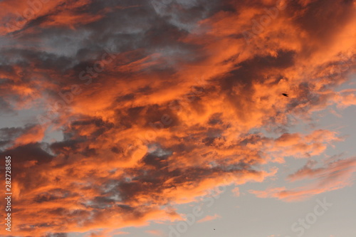 dark clouds at sunset on a summer day