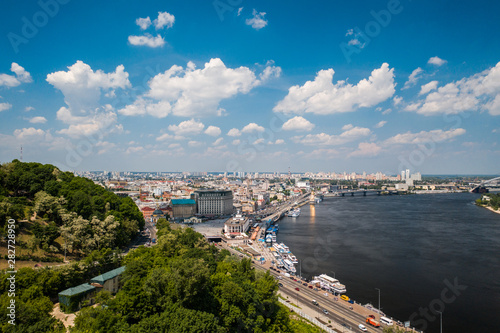 View of the Dnieper embankment, river station