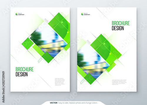 Green Brochure Cover Template Layout Design. Corporate business annual report, catalog, magazine, flyer mockup. Creative modern bright eco concept with square shape