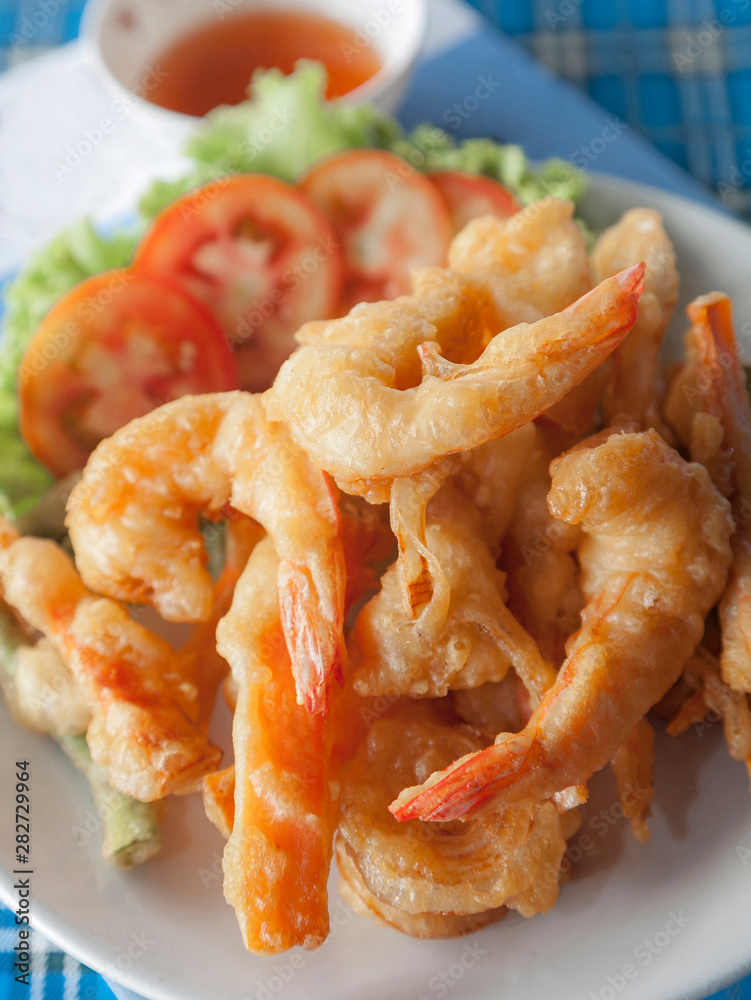 Fried shrimp ball with sweet sauce. Fried shrimp ball with sweet sauce.