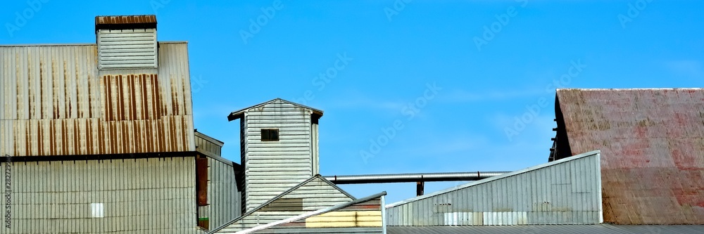 Grain elevator and processing plant architecture in the Willamette Valley of Oregon.
