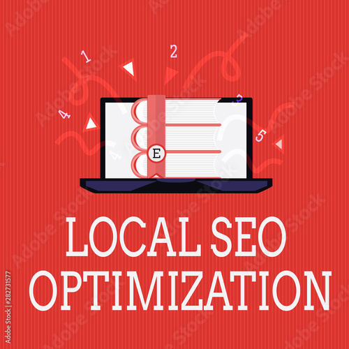 Writing note showing Local Seo Optimization. Business photo showcasing increase Search Visibility to Rank on Top list.