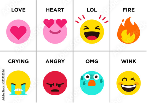  Emoji set icons with differents reactions Vector, color icon set
