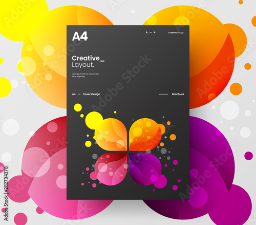Amazing business presentation vector A4 vertical orientation front page mock up. Modern corporate report cover abstract geometric illustration design layout. Company identity brochure template.