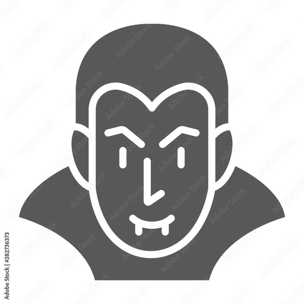 Dracula glyph icon, halloween and evil, vampire sign, vector graphics, a solid pattern on a white background.