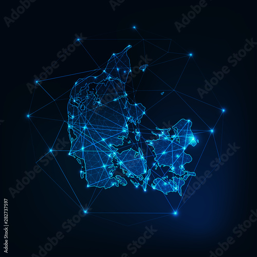 Danmark map outline. Communication, connection concept.