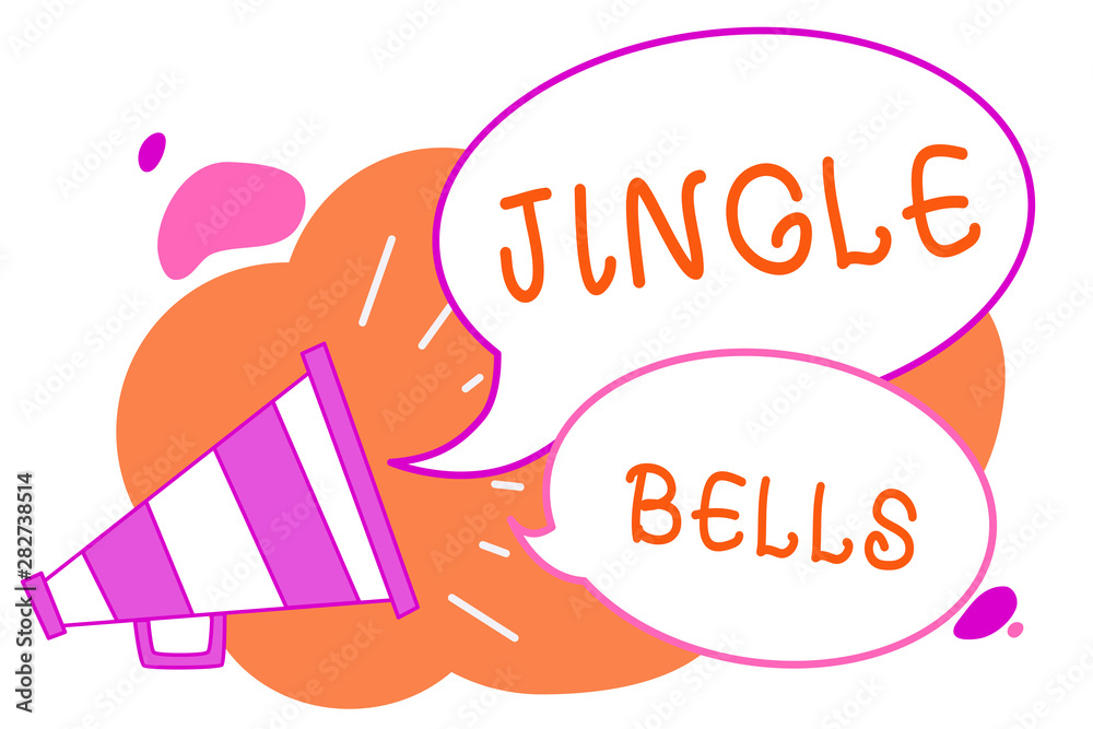 Handwriting text writing Jingle Bells. Concept meaning Most famous traditional Christmas song all over the world Megaphone loudspeaker speech bubbles important message speaking out loud Handwriting text writing Jingle Bells. Concept meaning Most famous traditional Christmas song all over the world Megaphone loudspeaker speech bubbles important message speaking out loud