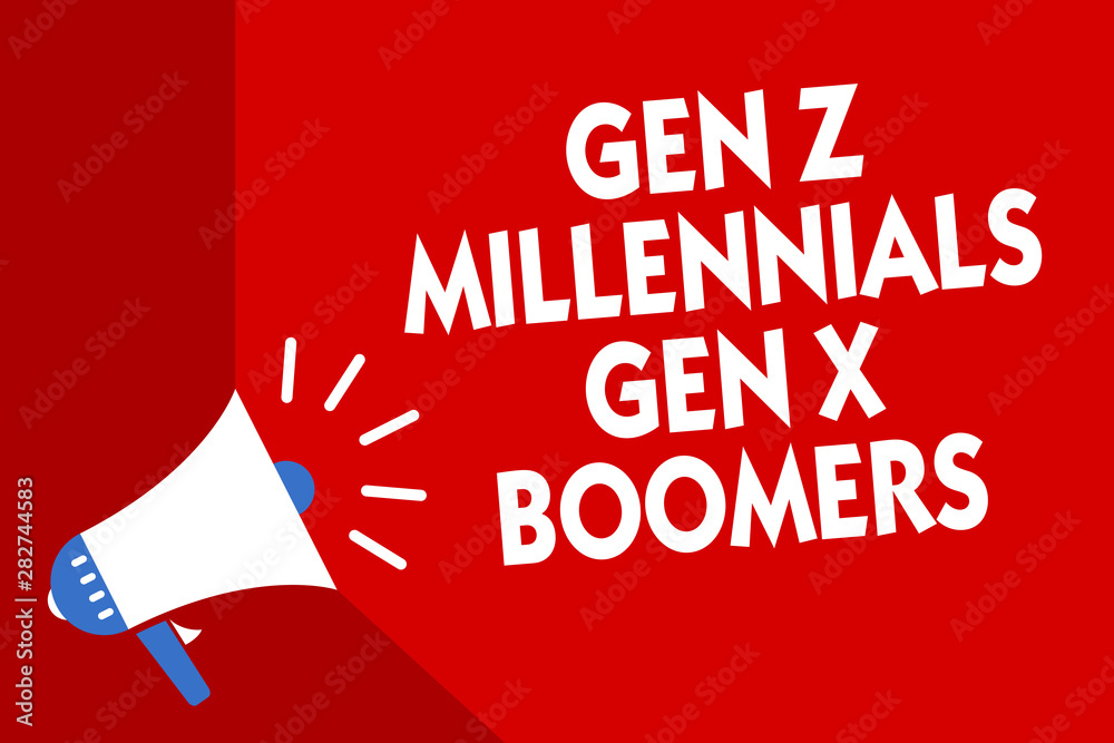 Conceptual hand writing showing Gen Z Millennials Gen X Boomers
