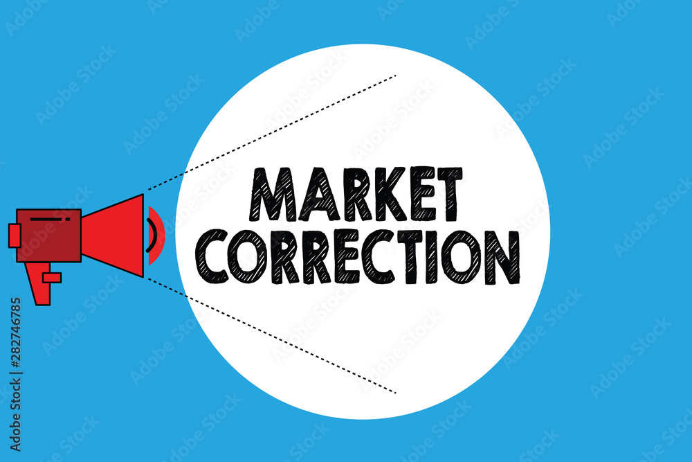 Fototapeta premium Writing note showing Market Correction. Business photo showcasing When prices fall 10 percent from the 52 week high.
