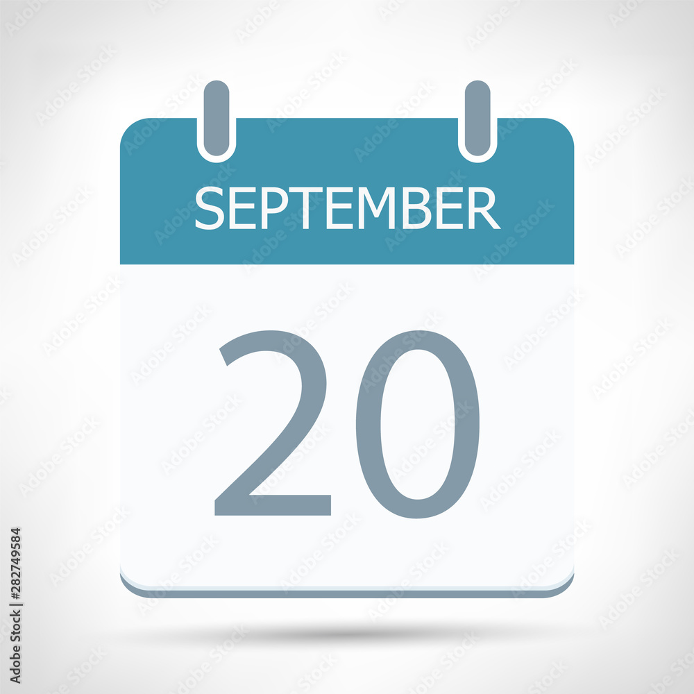 Fototapeta premium September 20 - Calendar Icon - Calendar flat design template