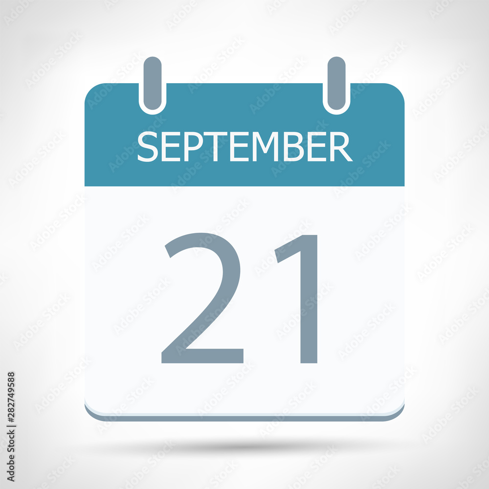 Fototapeta premium September 21 - Calendar Icon - Calendar flat design template