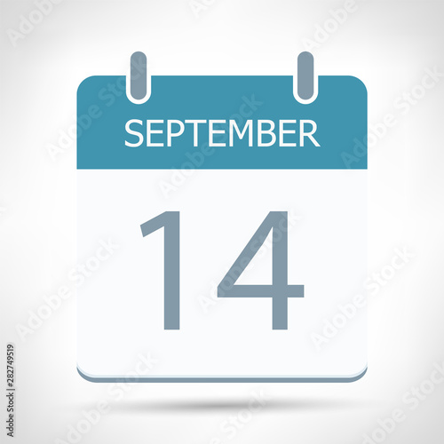 September 14 - Calendar Icon - Calendar flat design template