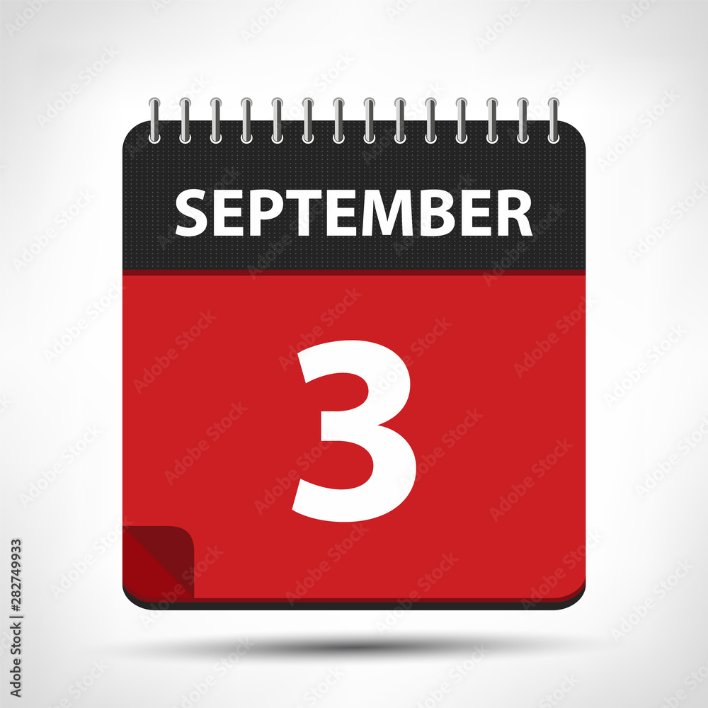 Fototapeta premium September 3 - Calendar Icon - Calendar design template