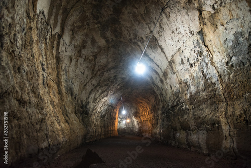 Lava Tube and Lava Tunnel near Puerto Ayora on Santa Cruz Island, Galapagos Island, Ecuador, South America.