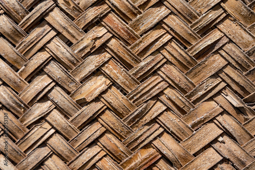 Background texture of woven bamboo patterns displayed