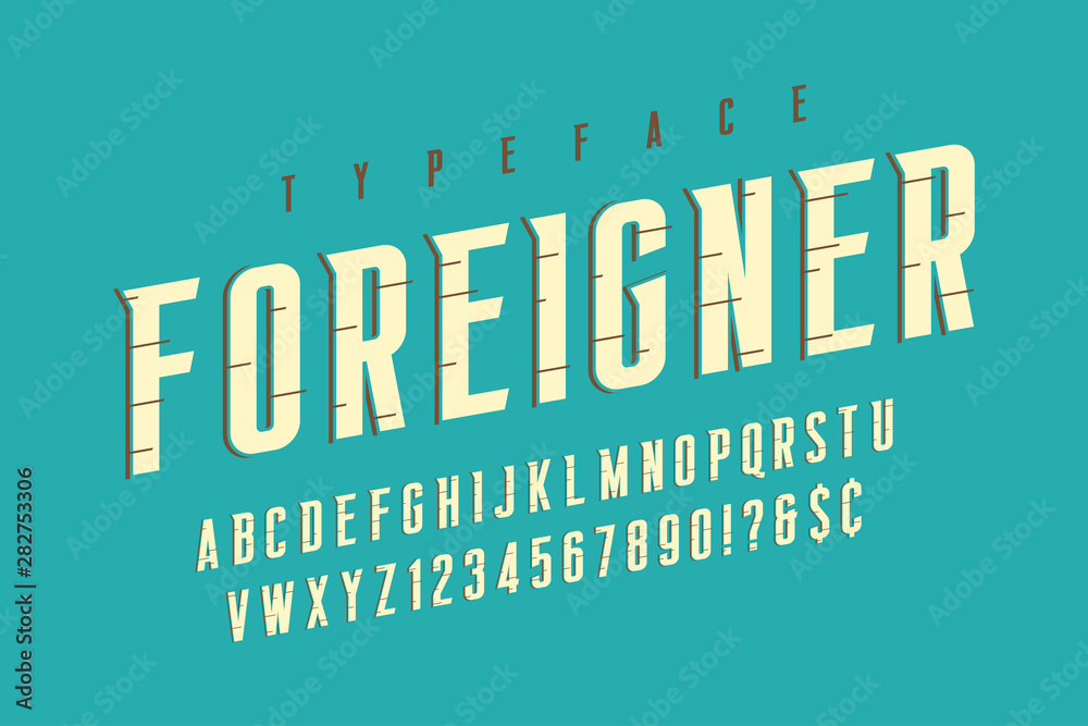 Obraz premium Original retro condensed alphabet, creative characters set.