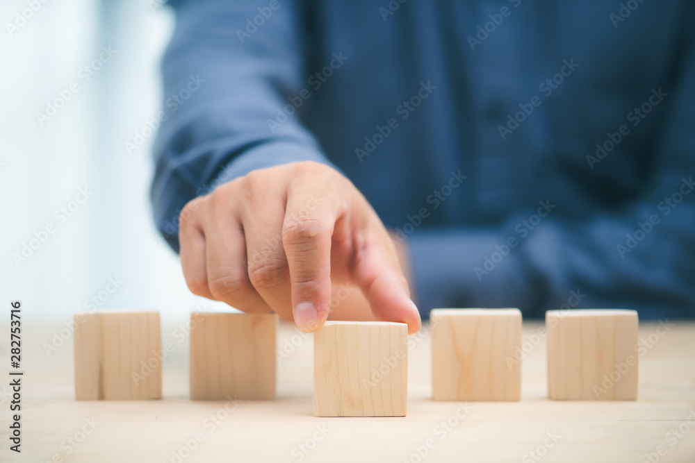 hand stack woods block step on table. business development Decide and choose concept.copy space. hand stack woods block step on table. business development Decide and choose concept.copy space.