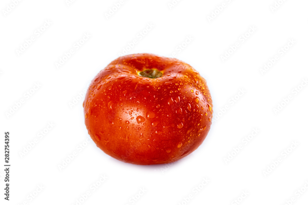 Red, fresh tomato isolated on white background. Organic vegetables. Healthy eating concept. Red, fresh tomato isolated on white background. Organic vegetables. Healthy eating concept.