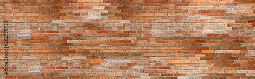 red and textured brick wall background  panorama