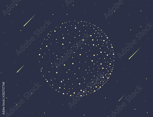Stampa su tela Mid autumn festival vector illustration with moon and shooting star