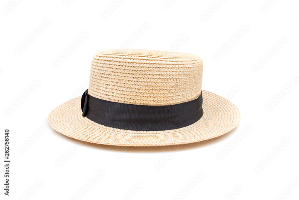 Brown wicker weaving hat isolated on white background. Brown wicker weaving hat isolated on white background.