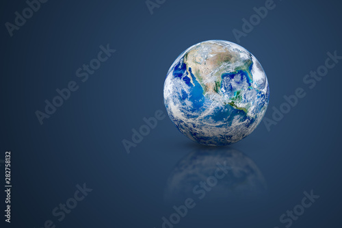 Blue Planet Earth Globe put on floor.  Elements of this image furnished by NASA. 
