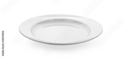 white plate ceramic on white background.