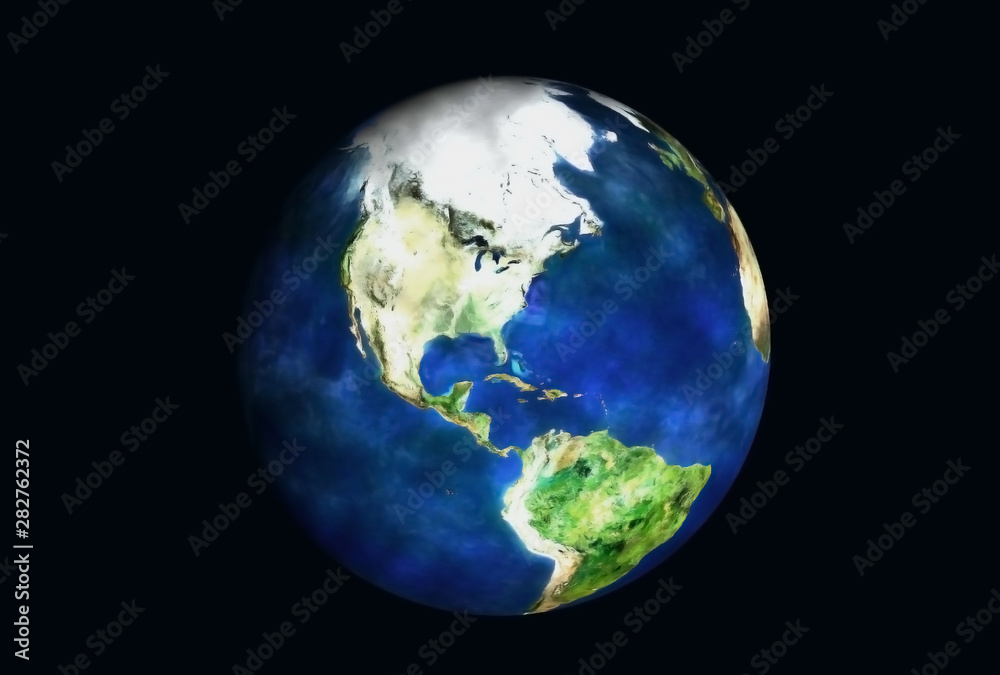 Fototapeta premium The mother Earth, from North and South America, isolated on a black background Elements of this image were furnished by NASA