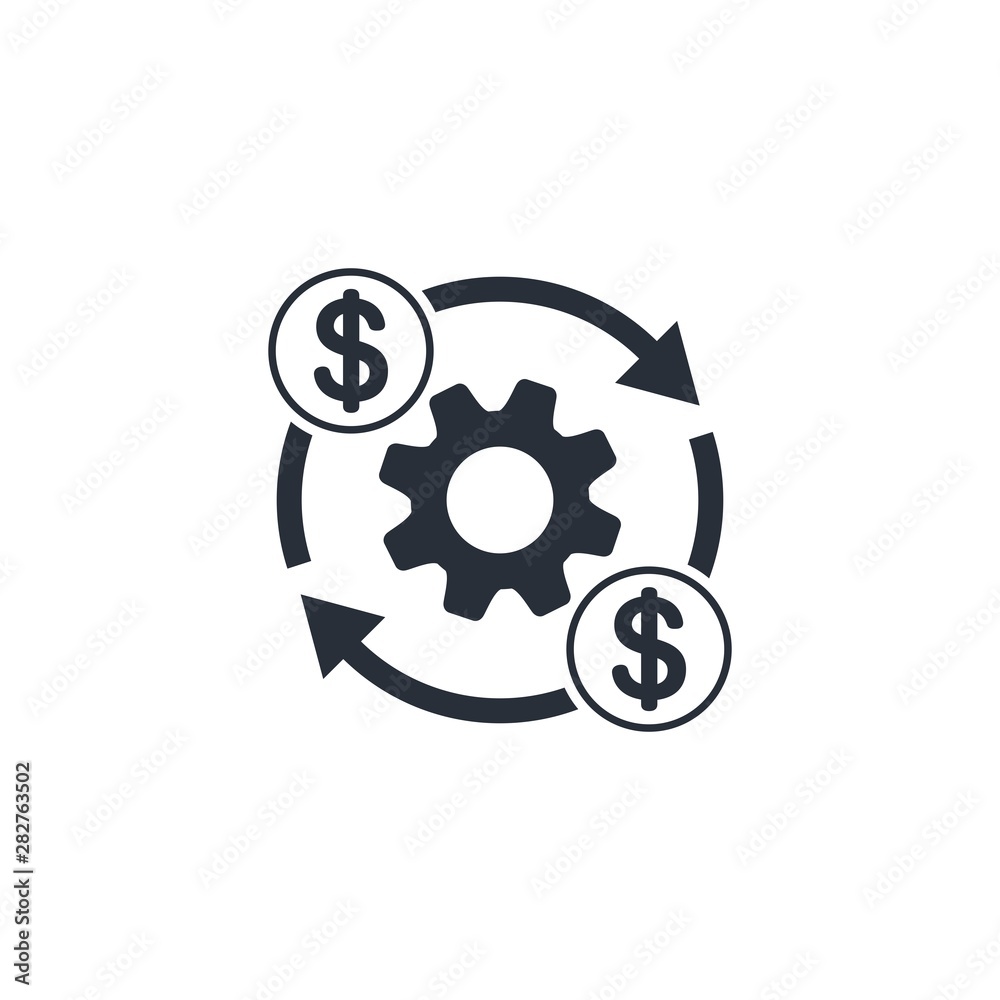 Financial management. Process. Flat vector icon on a white background.
